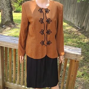 Michael Blake brown/w black accent skirt set